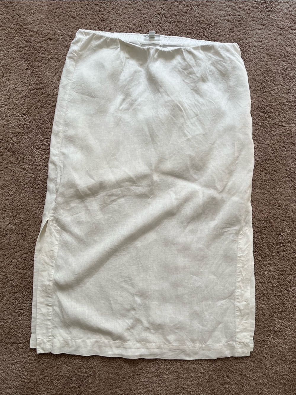 Linen PureJill Classic white linen midi skirt women’s medium